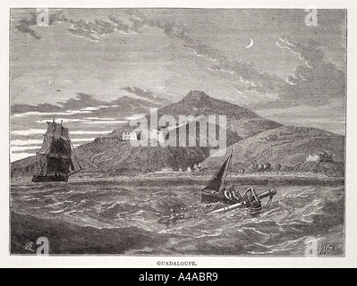 Guadeloupe Bourg des Sainte Terre de Haut Les Islands French West Indies Caribbean bay sailing ship Banque D'Images