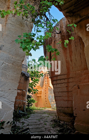 Giardini Ipogei entre les carrières de tuf île de Favignana Îles Égades Sicile Italie Banque D'Images