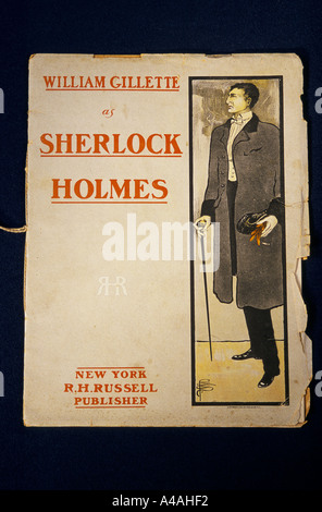 Les éléments de l'archive de Sir Arthur Conan Doyle, auteur. Un programme de théâtre avec l'acteur William Gillette que Sherlock Holmes Banque D'Images