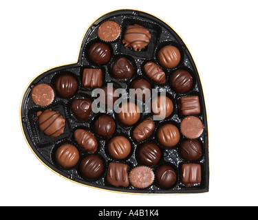 Boîte en forme de coeur de la Saint Valentin Chocolats Banque D'Images