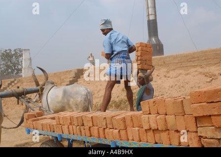 Image du village tribal Dalit personnes travaillant dans une briqueterie ou brique usine près de Chennai Tamil Nadu Inde Banque D'Images