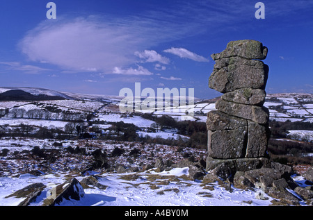 Le nez de Bowerman Dartmoor National Park en hiver XPL 4706-441 Banque D'Images