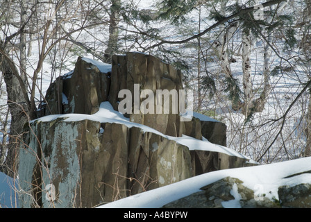 Basalte parfois appelé trap rock à la Mount Tom State Reservation à Holyoke Massachusetts USA Banque D'Images