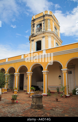 Vue sur cour intérieure, Palacio Cantero, Museo Historico Municipal, Trinidad, la province de Sancti Spiritus, Cuba Banque D'Images