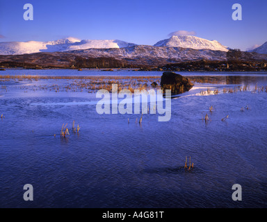 Soirée d'hiver sur Rannoch Moor, les Highlands écossais Banque D'Images