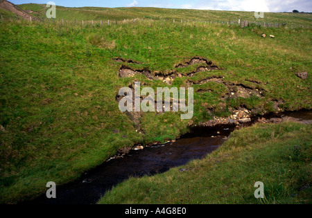 Canal de l'érosion latérale de la rivière près de South Tyne Angleterre Pennines source Banque D'Images