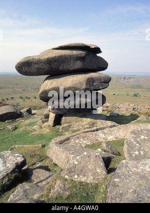 La Lande de Bodmin larbins Cheesewring et monument de pierres lieu populaire pour les randonneurs à proximité de carrière désaffectée Banque D'Images