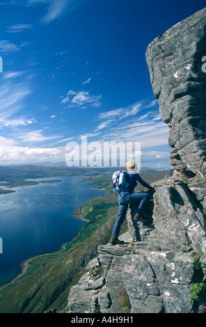 Scrambling sur Liathach, Torridon, Ross et Cromarty, Highland, Scotland, UK Banque D'Images