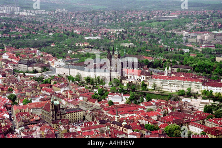 Panorama de la tour de Hradcany Prague Praha République Tchèque Banque D'Images