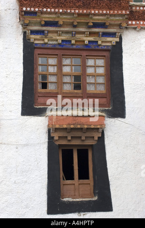 Fenêtres du monastère Likir Ladakhis. Banque D'Images