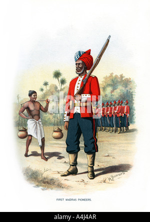 Première 'pionniers', Madras c1890.Artist : H Bunnett Banque D'Images