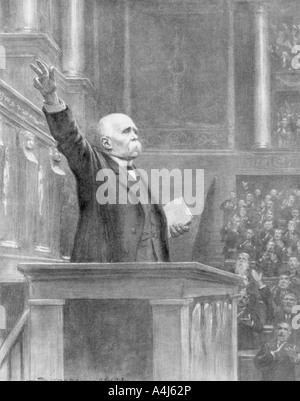 Premier ministre Georges Clemenceau annonce la fin de la guerre, 11h, 11 novembre 1918 (1926).Artiste : J Simont Banque D'Images