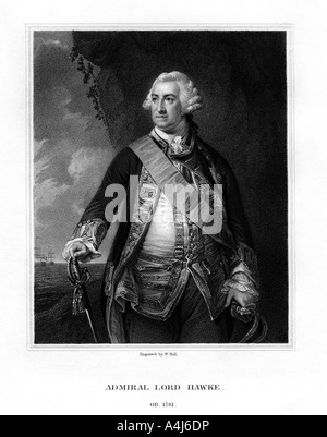 Edward Hawke, 1er baron Hawke, amiral britannique, (1833).Artiste : W Holl Banque D'Images