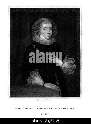 Mary Sidney Herbert, comtesse de Pembroke, l'anglais figure littéraire, (1824).Artiste : C Picart Banque D'Images