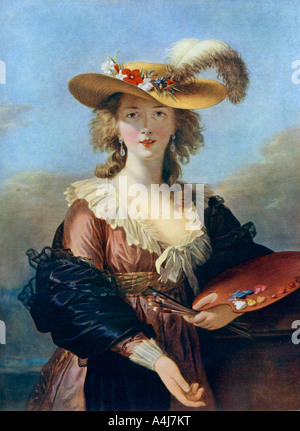 'Autoportrait dans un chapeau de paille', c1782, (1912).Artiste : Elisabeth Louise Vigee-LeBrun Banque D'Images