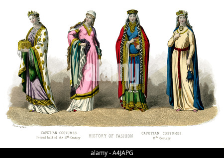 Costume français Capétiens :, 10ème-11ème siècle, (1882). Artiste : Inconnu Banque D'Images