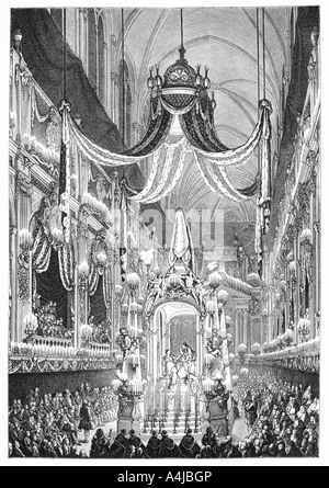 Funérailles à l'église Notre-Dame, Paris, 1746, (1885).Artiste : Charles Nicolas Cochin Banque D'Images