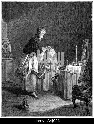 Le matin, Toilette (1885). Artiste : Inconnu Banque D'Images