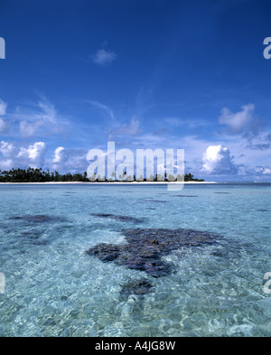 L'île tropicale, l'Atoll de Aitutaki, Îles Cook, l'océan Pacifique Sud Banque D'Images