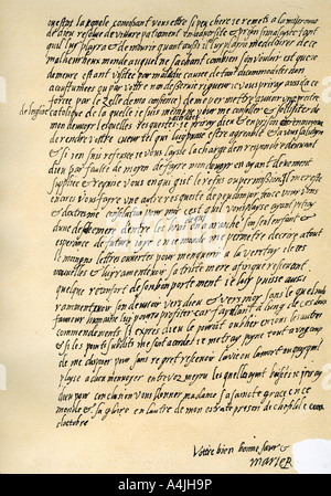 Lettre de Marie, Reine des Écossais à la reine Elizabeth I, Sheffield, 29 octobre 1571.Artiste : Mary Queen of Scots Banque D'Images