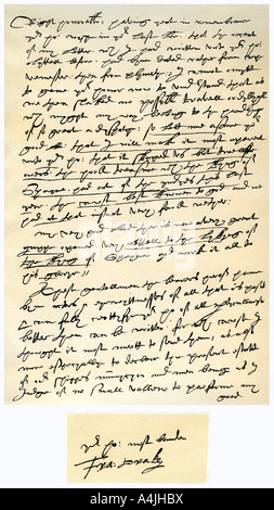 Lettre de Sir Francis Drake à William Cecil, Lord Haut trésorier, 26 juillet 1586.Artiste : Sir Francis Drake Banque D'Images