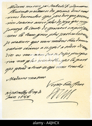 Lettre de Louis XIV de France de Marie de Modène, 24 juin 1688.Artiste : Louis XIV de France Banque D'Images