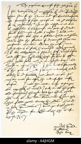 Lettre de John Knox à Sir Nicholas Throgmorton, 6 août 1561.Artiste : John Knox Banque D'Images