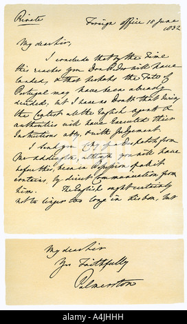 Lettre de Henry John Temple à RB Hoppner, 18 juin 1832.Artiste : Lord Palmerston Banque D'Images