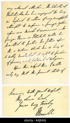 Lettre de John Russell à Edward Maltby, évêque de Durham, 4 novembre 1850.Artiste : Lord John Russell Banque D'Images