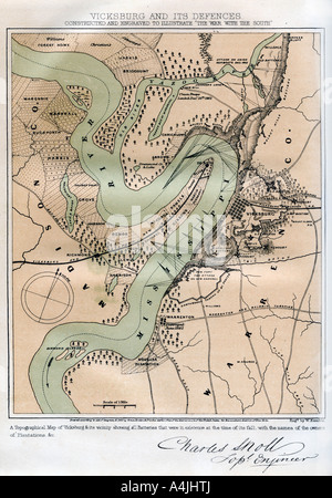 Vicksburg, Mississippi, et ses défenses, 1862-1867.Artist : W Kemble Banque D'Images