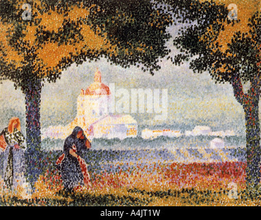 'L'église de Santa Maria degli Angely près d'Assise", 1909. Artiste : Henri Edmond CROSS Banque D'Images