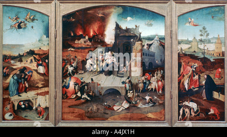 "Triptyque de la Tentation de saint Antoine, c1480-1516. Artiste : Jérôme Bosch Banque D'Images