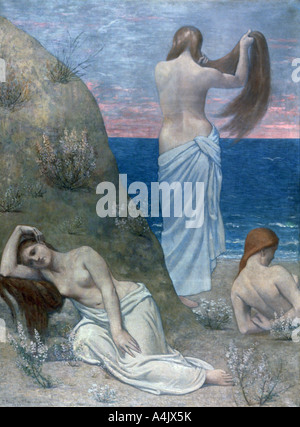 "Les jeunes filles par la mer", avant 1894. Artiste : Pierre Puvis de Chavannes Banque D'Images