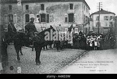 Le lieutenant-colonel Rollet entrant Chateau-Salins, Moselle, France, 17 novembre 1918. Artiste : C Bergeret Banque D'Images