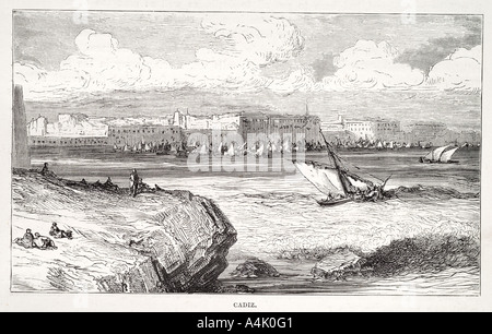 Cadix espagne côte poisson voile vague de port port nautique falaise maritime maritime en eau profonde entrée mer Méditerranée Banque D'Images