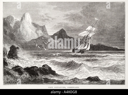 Groenland arctique nord cape Alexander navire voilier vague mountain coast line bay sea polar pôle nautique sud maritime maritime Banque D'Images