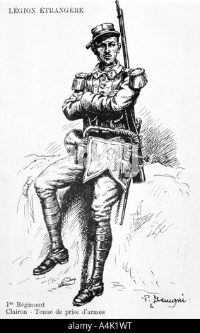 Clairon, 1er Régiment de la Légion étrangère française, 20e siècle. Artiste : Inconnu Banque D'Images