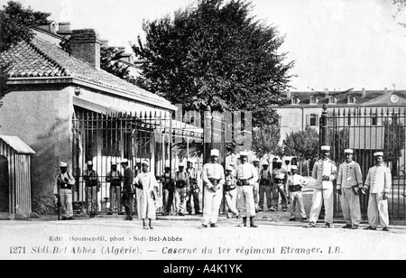 Caserne du 1er Régiment de la Légion étrangère française, Sidi Bel Abbes, Algérie, 1907. Artiste : Boumendil Banque D'Images