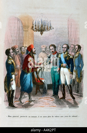 Rencontre entre Ibrahim Pacha et le Colonel Faudoa, Egypte, 1828 (1847). Artiste : Jean Adolphe Beauce Banque D'Images