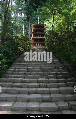 Étapes menant à la pagode à cinq étages 5 temple Muroji Mif Japon Asie Banque D'Images