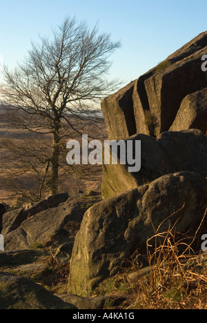 Stanage Edge près de Hathersage Derbyshire Banque D'Images