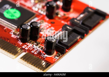 Circuit imprimé avec connecteurs latéraux de carte vidéo Banque D'Images