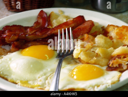 Les œufs, bacon et pommes de terre rissolées Banque D'Images