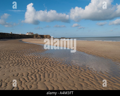 Rippled sand sur plage à marée basse, happisburgh, Norfolk, East Anglia, Angleterre, Royaume-Uni Banque D'Images