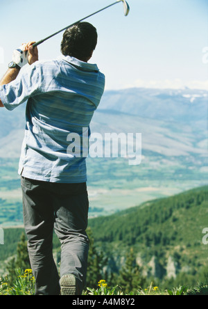 Paysage avec vue sur l'échangisme, golfeur Banque D'Images