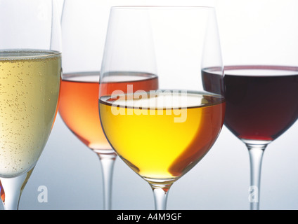 Verres de vins divers Banque D'Images