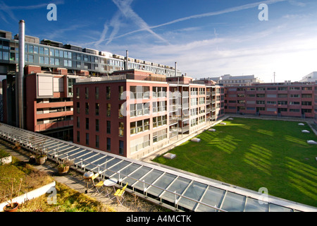 Bloc d'appartement et d'un espace vert à l'emplacement d'une ancienne fabrique de savon dans l'ancienne zone industrielle de converti à l'Ouest de Zurich. Banque D'Images