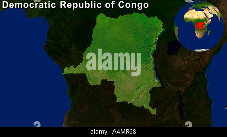 Image satellite de la République démocratique du Congo a souligné Banque D'Images