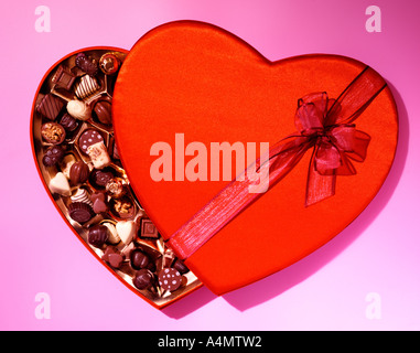 Boîte de chocolat en forme de coeur Banque D'Images