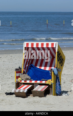 Panier de plage sur la plage de l'île de la Frise orientale Langeoog Banque D'Images